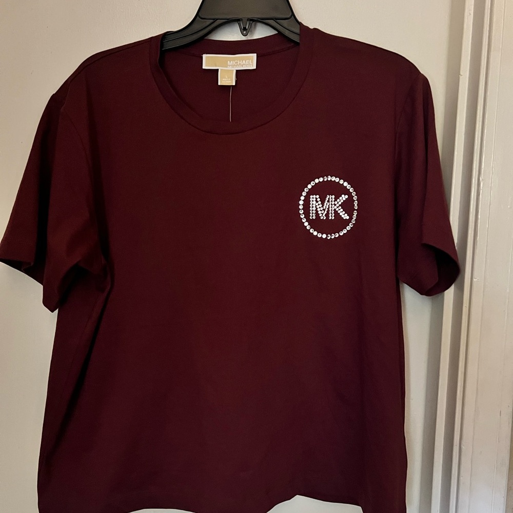 Michael Kors Maroon Tee with Logo Accent